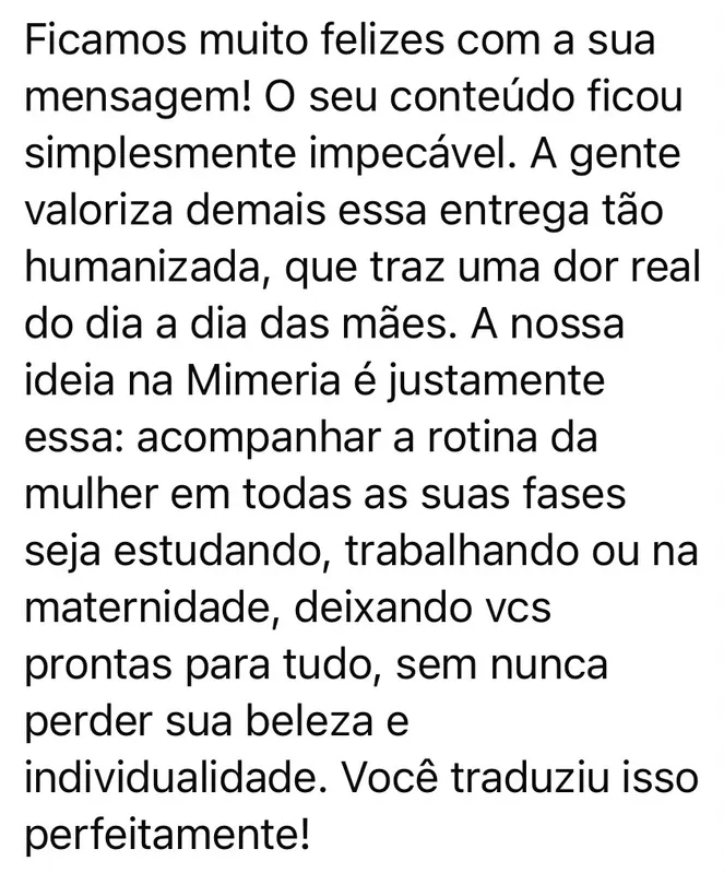 Print da avaliação de Mimeria
