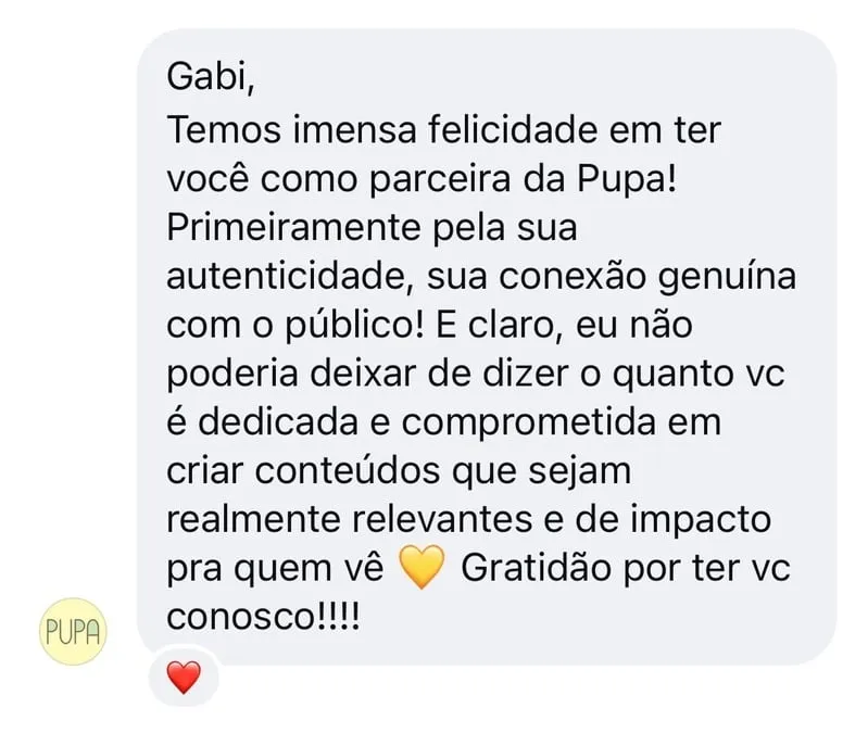 Print da avaliação de Pupa